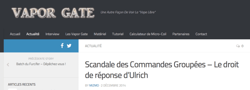 Vapor, Gate, Vapor Gate, publie, Scandale, des Commandes, Groupées, droit, réponse, Ulrich,