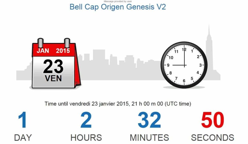 Timer, compte, rebours, Batch, cloche, Bell Cap, Origen, génésis, V2, transparente, topcap, bellcap, commande,