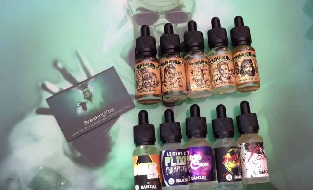 Revue, review, reviewer, Tes, e-liquide, juice, Liquide, Gamme, nova, stache sauce, banzai vapors, The Tickler, The Bearded Lady, The Handlebar, The Flavor Saver, The Fu Manchu, usa, Milk Plus, The Legion of Ploom, Bat Country, Fairies & Cream, weep The Leg, tabaless,