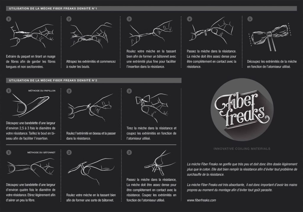 tuto, tutoriel, fiberfreaks, fiber, freaks, image, densité 1, densité, dripper, rebuild, build, monter, mèche, résistance, coil, reconstructible, reconstruire, coton, fibre, cellulose, vapoteur, vapote,