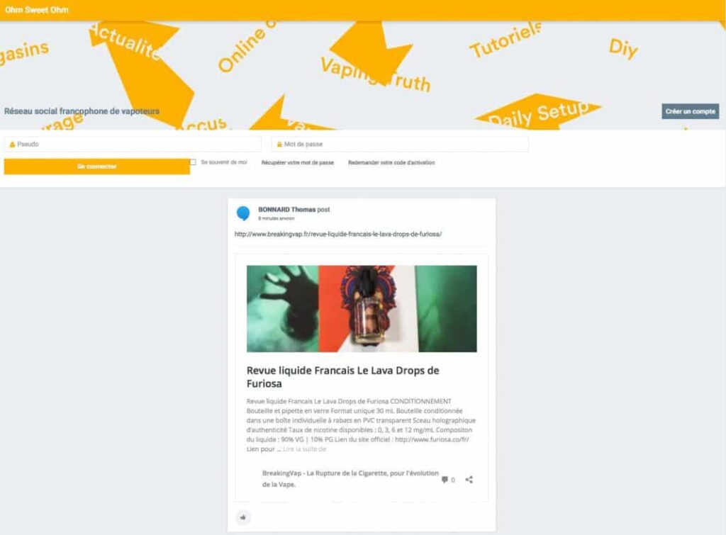 Nouveau réseau social de vape nommé Ohm Sweet Ohm