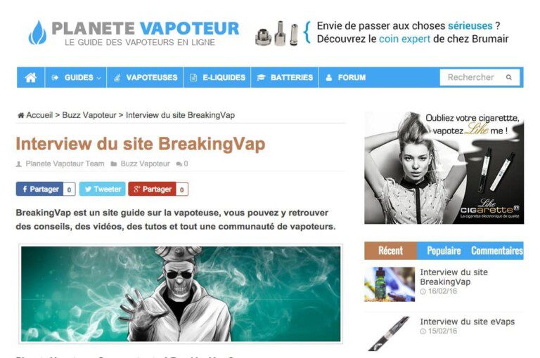 Interview de BreakingVap par le Blog PlaneteVapoteur