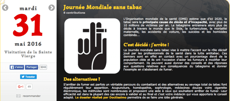 31 Mai 2016 La Journée Mondiale sans tabac