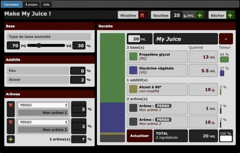 Make My Juice Progamme Programme DIY Eliquide