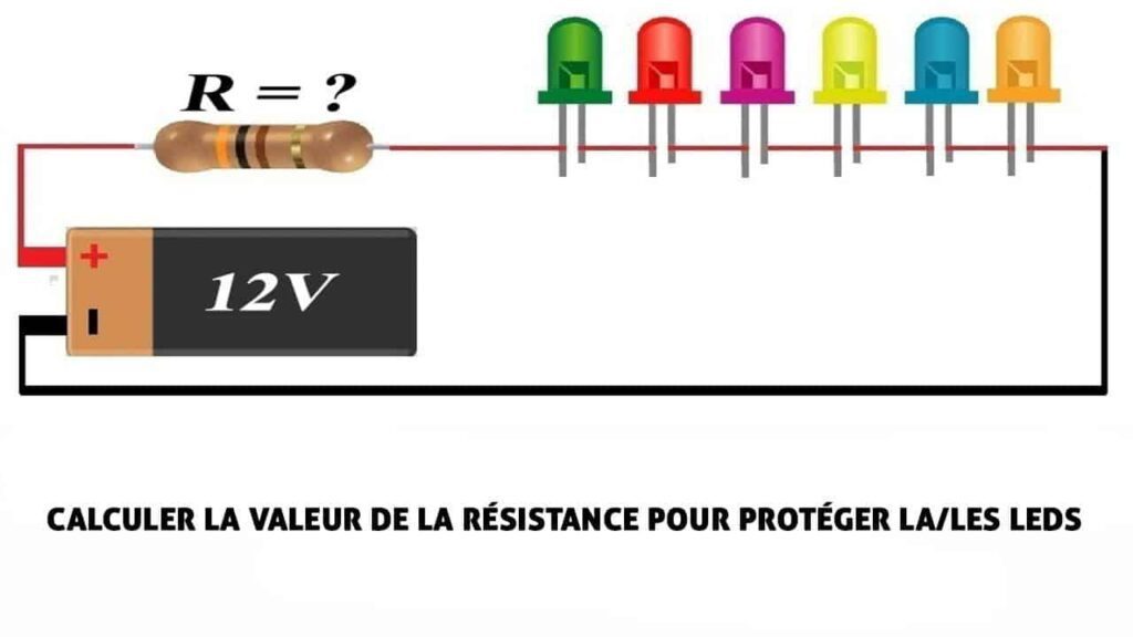 Calculer la valeur de la resistance pour proteger la les leds