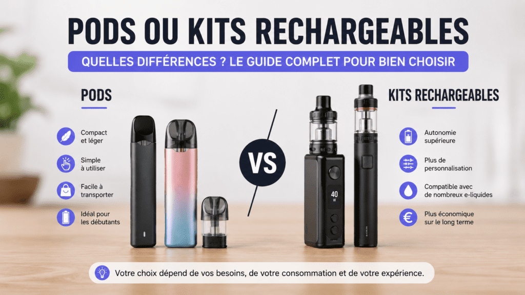 guide différence entre pods et kits rechargeables